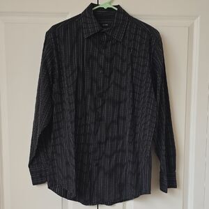 Alfani Black Dress Shirt with White Pinstripes